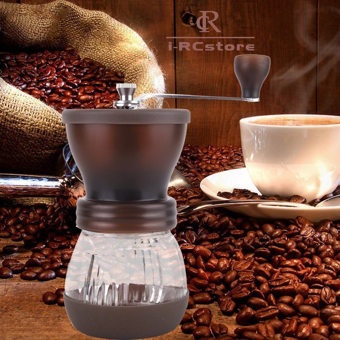 RC Manual Ceramic Burr Coffee Grinder Hand-crank Coffee Mill, Pot Capacity 120g (Brown) N2