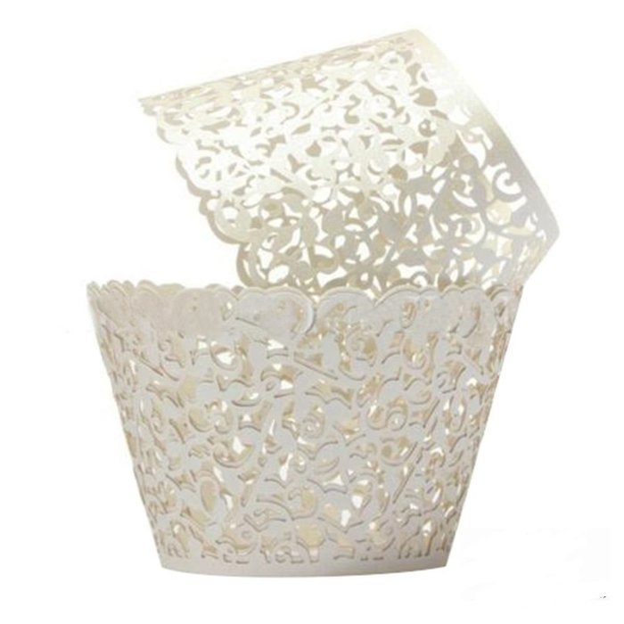 100pcs Cupcake Wrappers Filigree Artistic Baking Cake Paper Cups Little Vine Lace Laser Cut Liner Baking Cup Muffin...