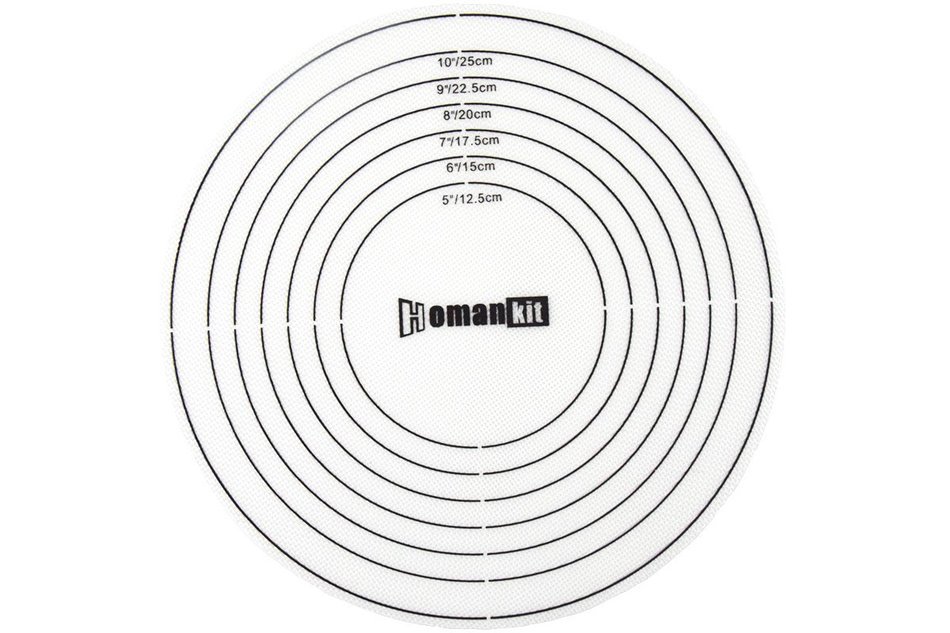 Homankit Silicone Baking Mat for Pizza or Pie Dough, Round Non-Stick Liner with Measurements, 11.6 inch N3