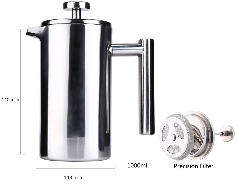 YOOYOO 350ML Stainless Steel Insulated Coffee Tea Maker with Filter Double Wall (350ML) N7