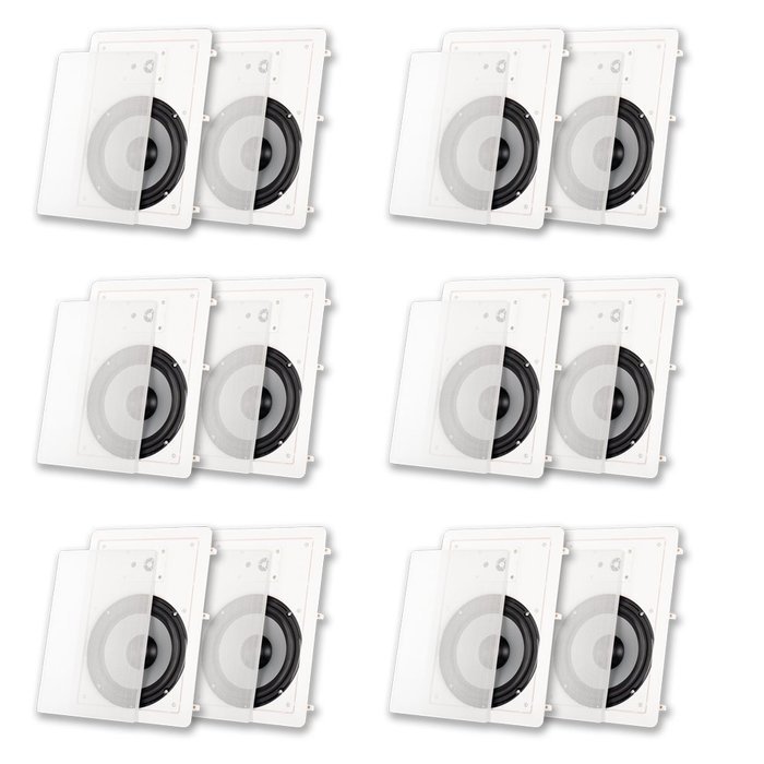 Acoustic Audio CS-IW830 In Wall 8" Speaker 3 Way Home Theater 6 Pair Pack 4200 Watt CS-IW830-6PR