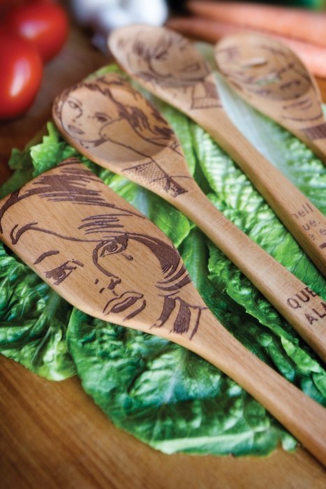 Talisman Designs 12-Inch Solid Beechwood Salad Spoon, Phrases Design N7