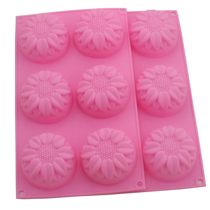 Zicome 6-Cavity Floral Sunflower Silicone Soap Mold Cake Decoration Mold, Set of 2