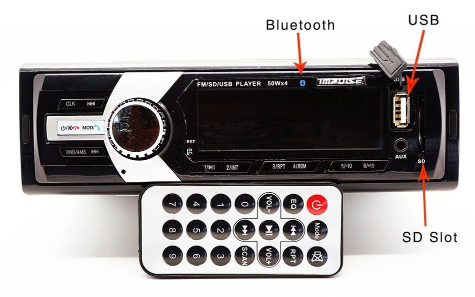 Car Stereo Impulse Wireless Bluetooth with Remote control, Car Stereo Receiver with 20 watts x 4, USB Port, SD... N5