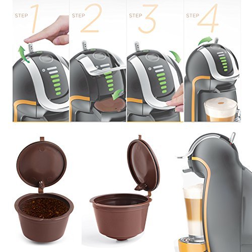 2 pcs Compatible Reusable Coffee Capsules Coffee Filters + Coffee Spoon N2