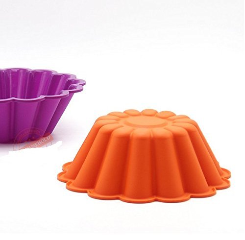 Astra Gourmet Silicone Flower Reusable Brioche Pan Mold, Nonstick 9 1/2 By 3 Inch(Orange) N3