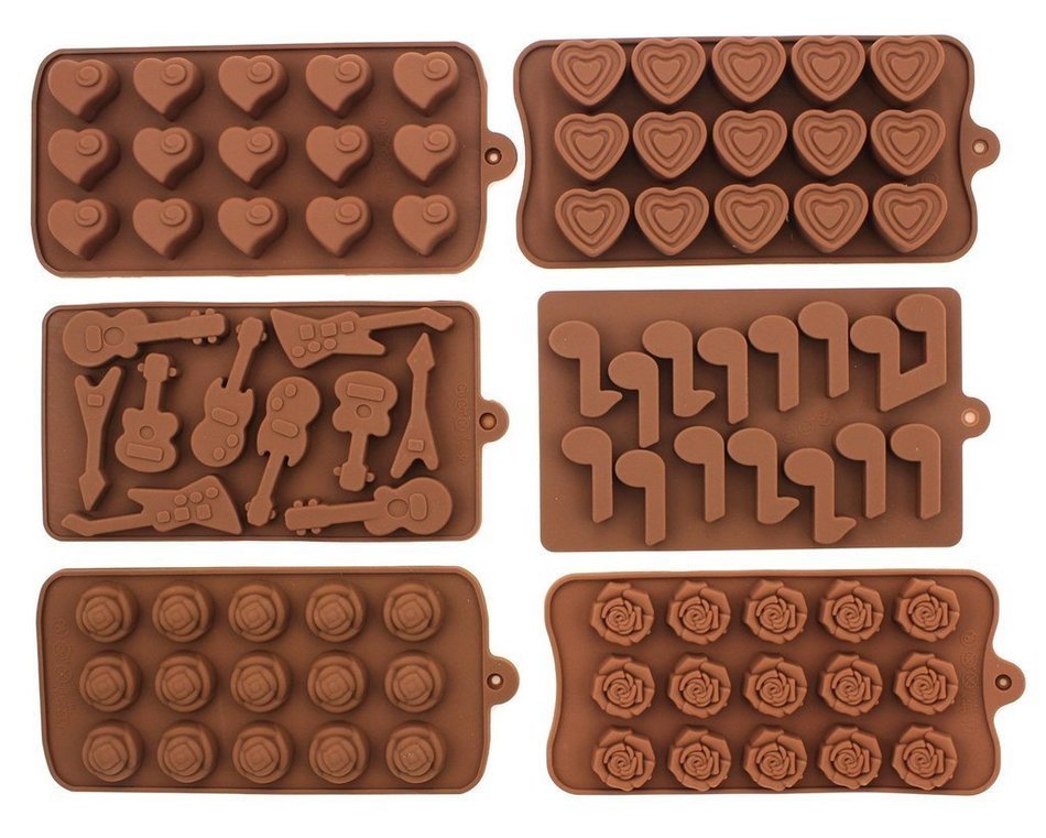 Wocuz Set of 6 Non-stick Silicone Chocolate Candy Making Mold Tray - Romantic Music with Guitar and a Bunch of...