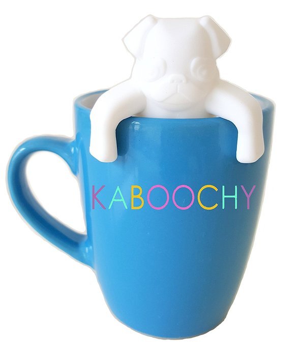 KABOOCHY Pug Life Silicone Tea Infuser, Cute Loose Leaf Tea strainer, White Color
