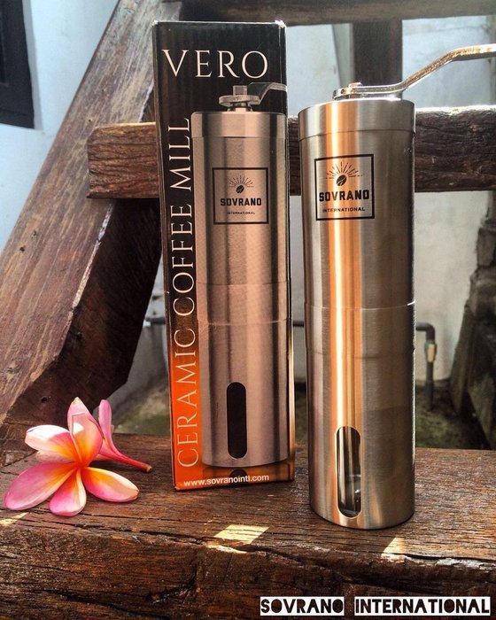 The Sovrano Int'l Coffee Grinder - Best Ceramic Conical Burr Coffee Bean Grinder, Stainless Steel - Aeropress... N5