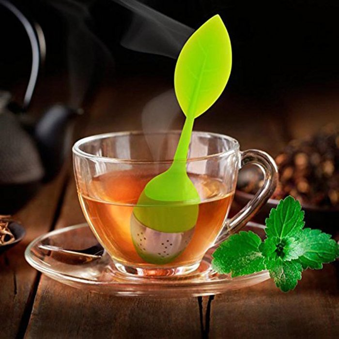 LEORX Tea Infuser Strainer Leaf Strainer Handle - Leaf Shaped (Green)