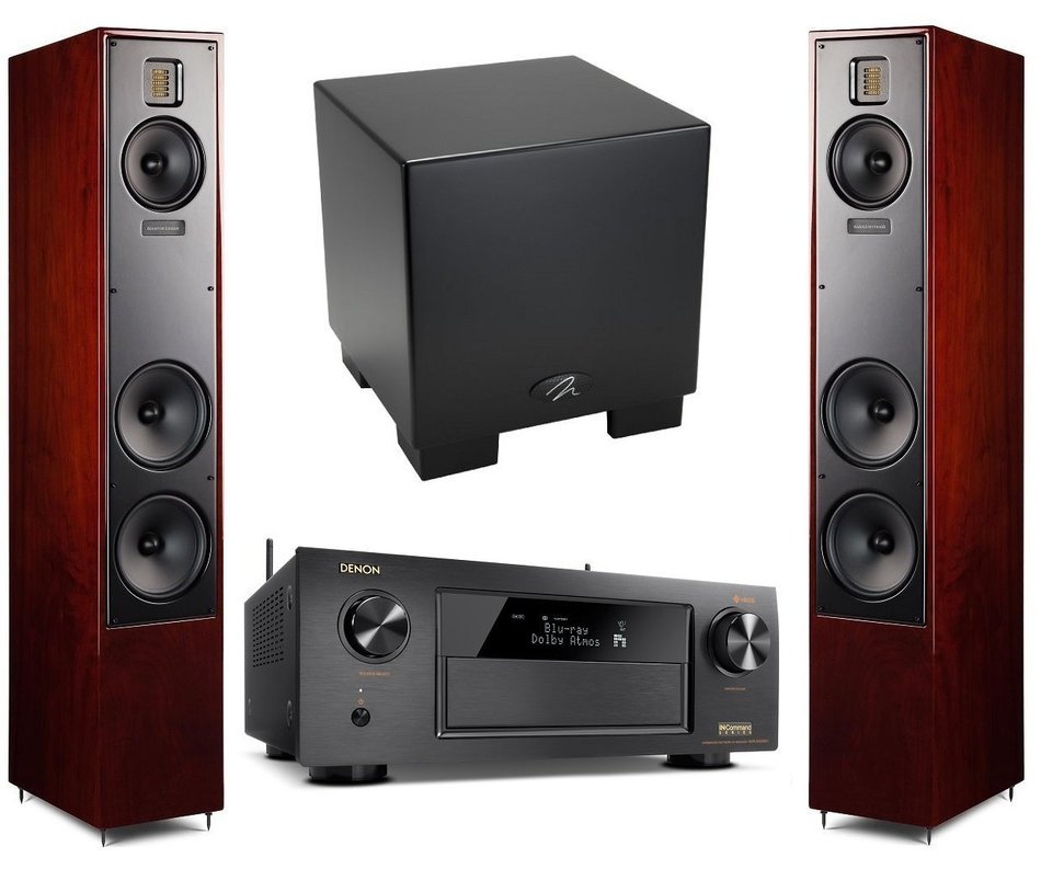 Martin Logan Motion 60XT Cherry Floorstanding Speakers with Dynamo 700W Subwoofer and Denon AVR-X4300H A/V Receiver