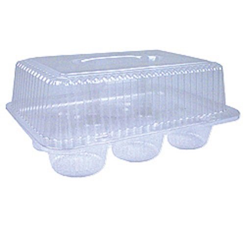 Oasis Supply PJP LBH-6656-1 6-Compartment Cupcake Container with Hinged Lid, Clear N2