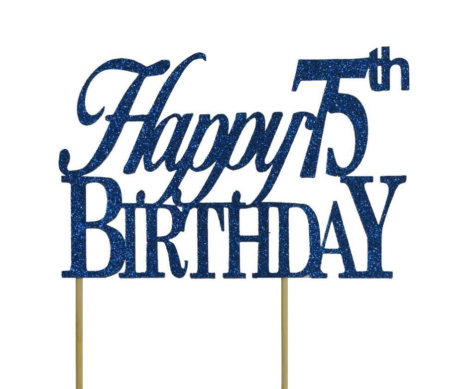 All About Details Blue Happy-75th-birthday Cake Topper