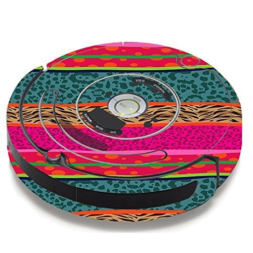 Skin Decal Vinyl Wrap For IRobot Roomba 650 655 Vacuum / Leopard Zebra Patterns Colorful