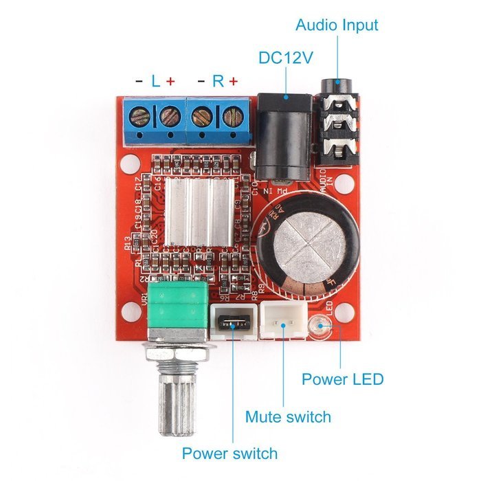 DROK&reg; Mini Stereo AMP Audio Amplify Board Digital Portable Ampli Module 10W+10W Dual Channel Amplifier Class-D... N4
