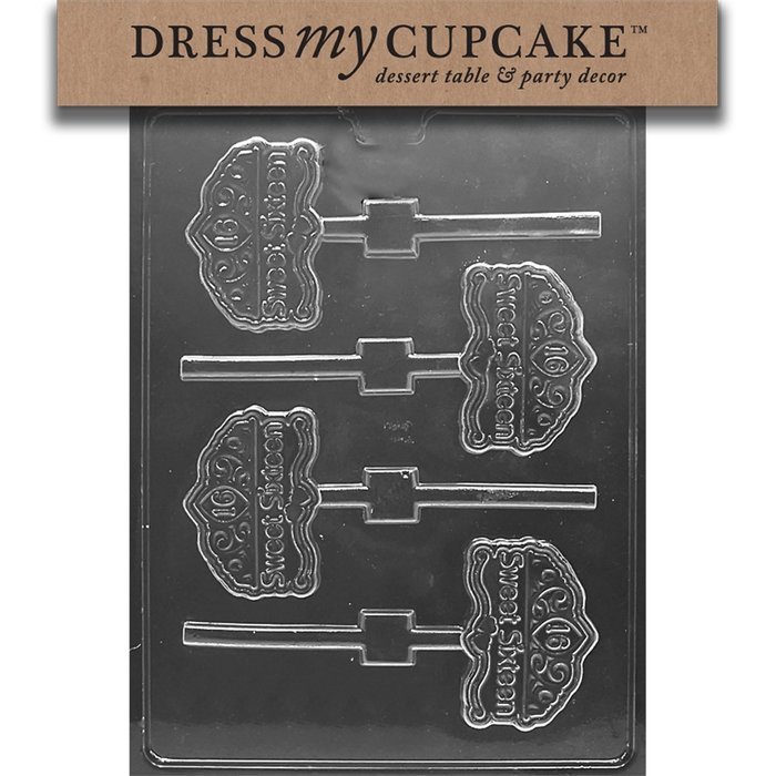 Dress My Cupcake Chocolate Candy Mold, Sweet 16 on Tiara Lollipop