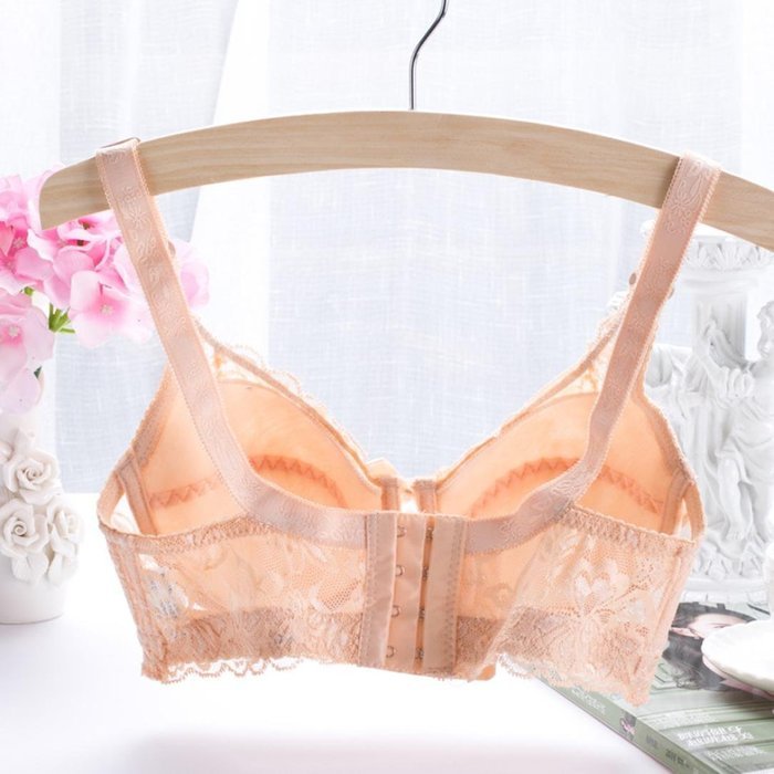 PHOTNO Women Push Up Deep V Ultrathin Underwire Padded Lace Brassiere Bra Big Size N17