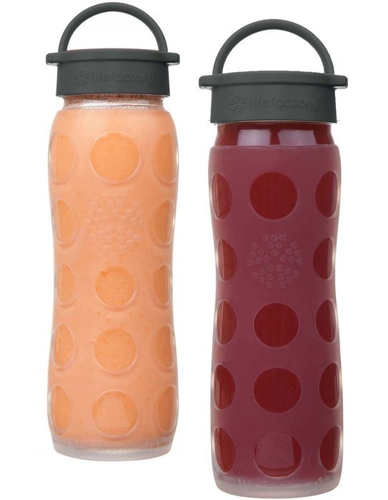 Lifefactory 22-Ounce BPA-Free Glass Water Bottle with Leakproof Cap & Silicone Sleeve, Transparent N11