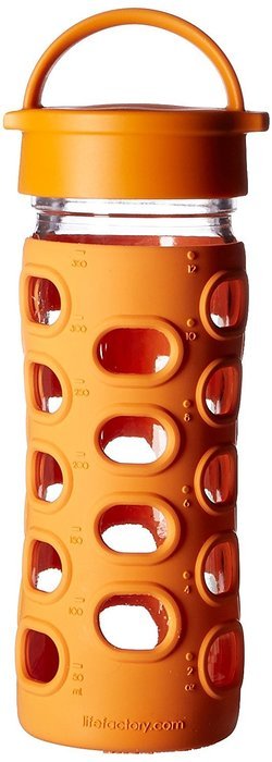 Lifefactory 22-Ounce BPA-Free Glass Water Bottle with Leakproof Cap & Silicone Sleeve, Transparent N13