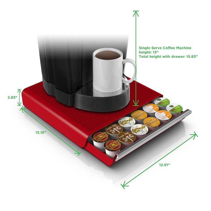 Mind Reader 'Hero' 36 Capacity Single Serve Coffee Pod Storage Drawer, Red N8
