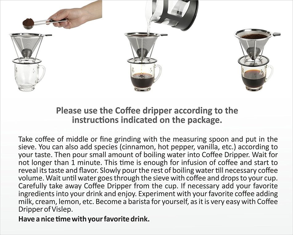Coffee dripper.Best Pour over coffee makerer Stainless steel 18/8(304) Paperless and reusable coffee dripper stand... N4