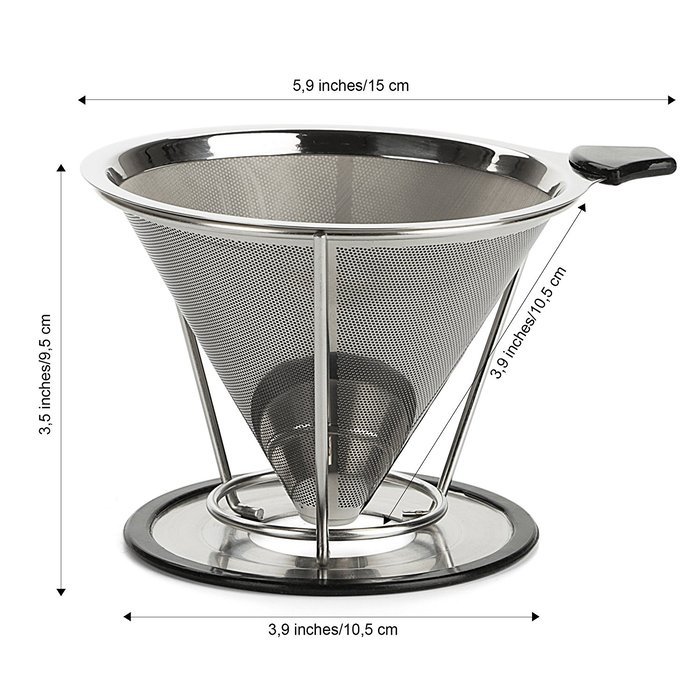 Coffee dripper.Best Pour over coffee makerer Stainless steel 18/8(304) Paperless and reusable coffee dripper stand... N5