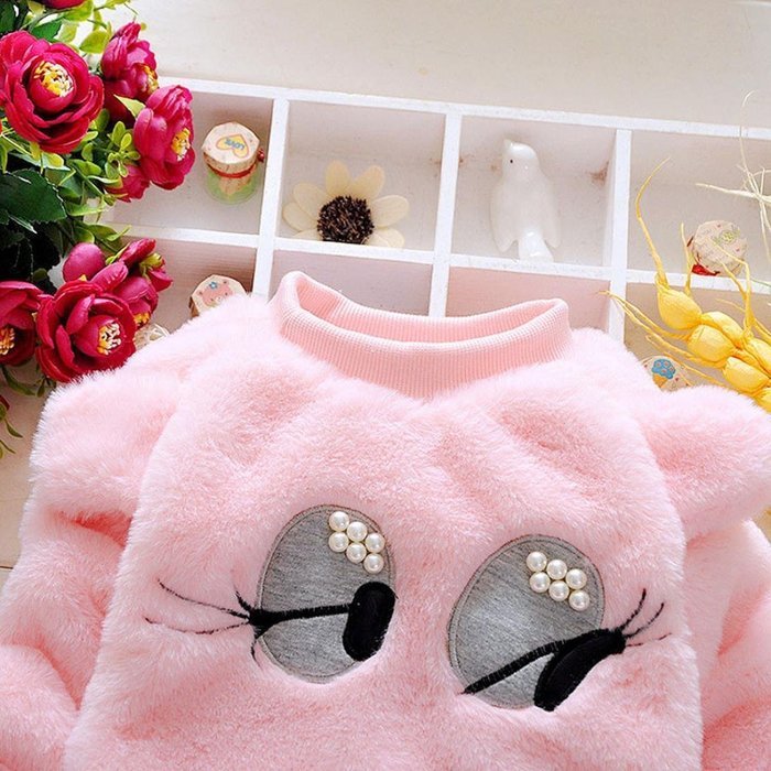 Clothes Set ,BeautyVan Baby Infant Girls Cartoon Woolen Fur Winter Warm Set Thick Coat +Pants Clothes (3T, White) N7