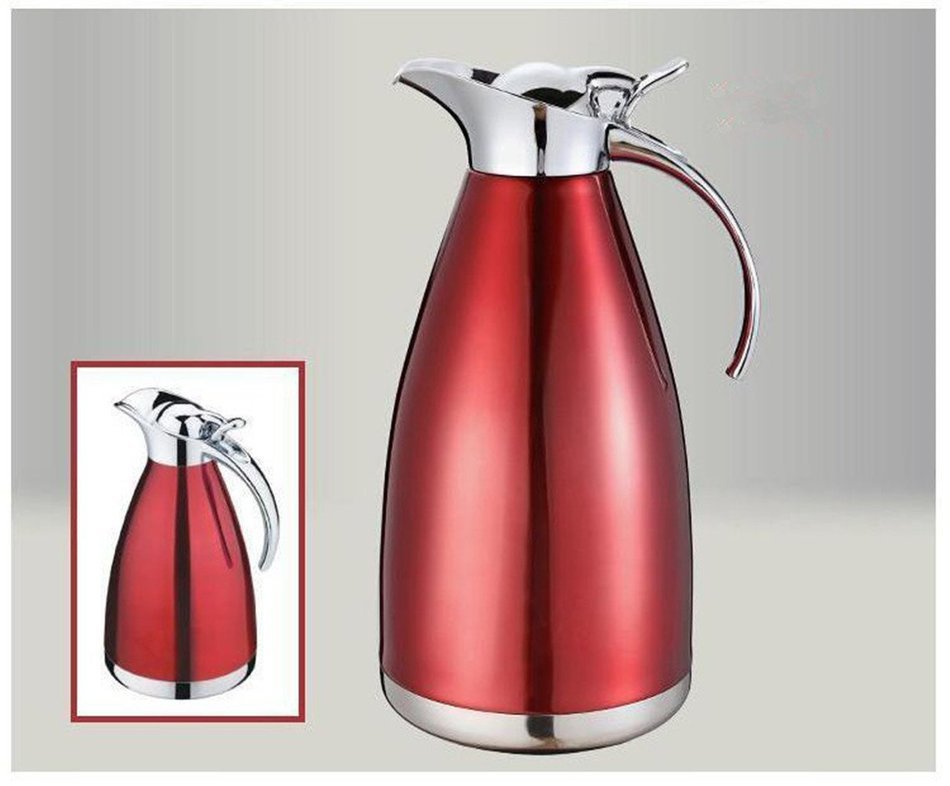 MEGOOD 1.5L Stainless Steel Coffee Carafe Home Vacuum Insulation Pot(Red) N7