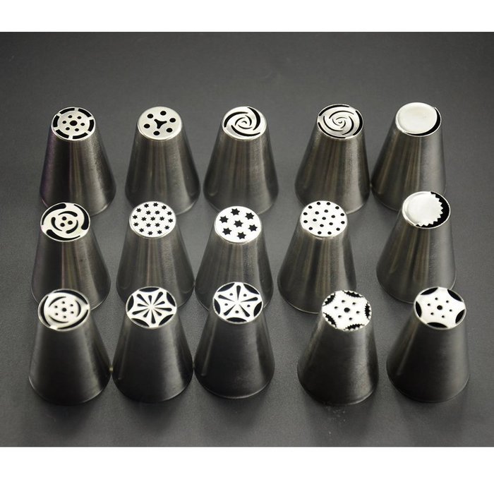 TANGCHU 15pcs Small Russian Cake Decoration Pastry Icing Nozzle Tip Baking Tool Set N4