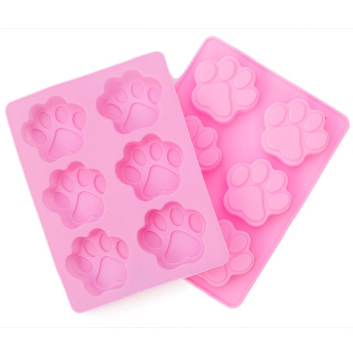 Kolme Kitchens - Paw Print Silicone Mold (2 Pack) For Baking and Freezing Molds - Pink N2