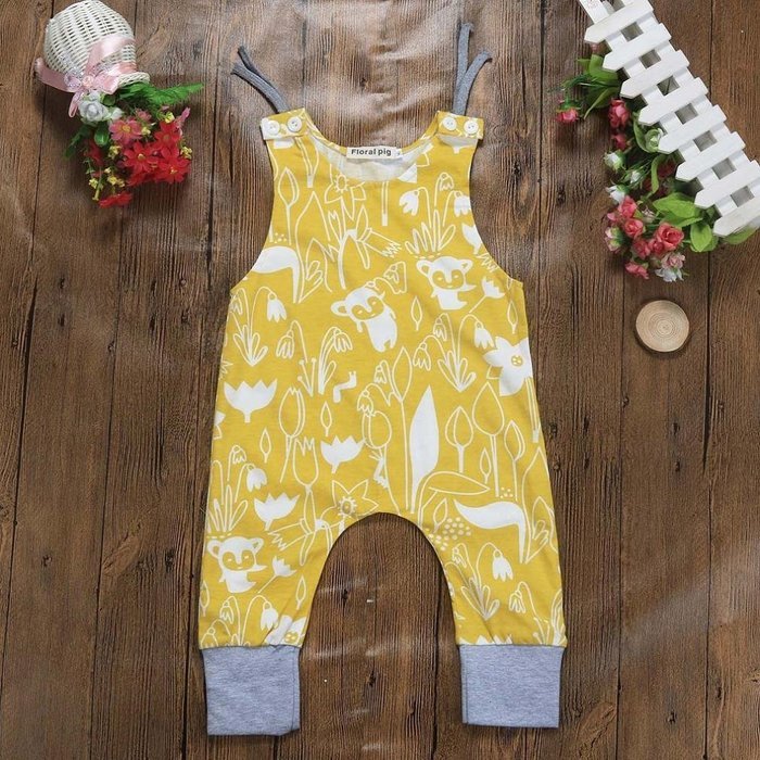 Bodysuit ,BeautyVan Cute Baby Kids Flowers Elf Printing Waistcoat Vest Bodysuit T-shirt Outfits (24M, Yellow) N3