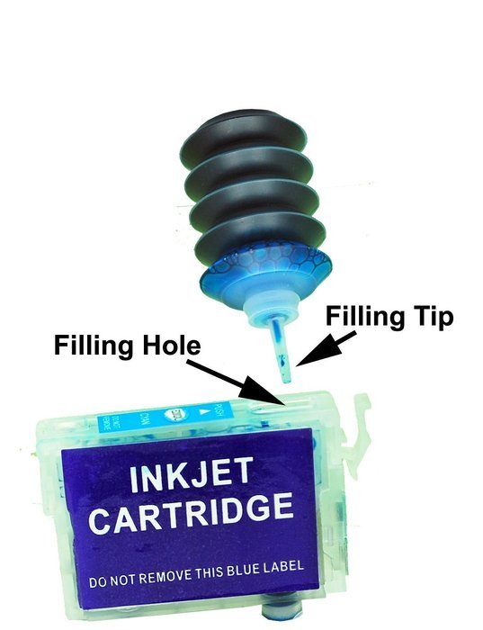 Edible Ink Refill Kit for Epson Printer - 1 oz Bottles 4 Colors Black Cyan Yellow Magenta N2