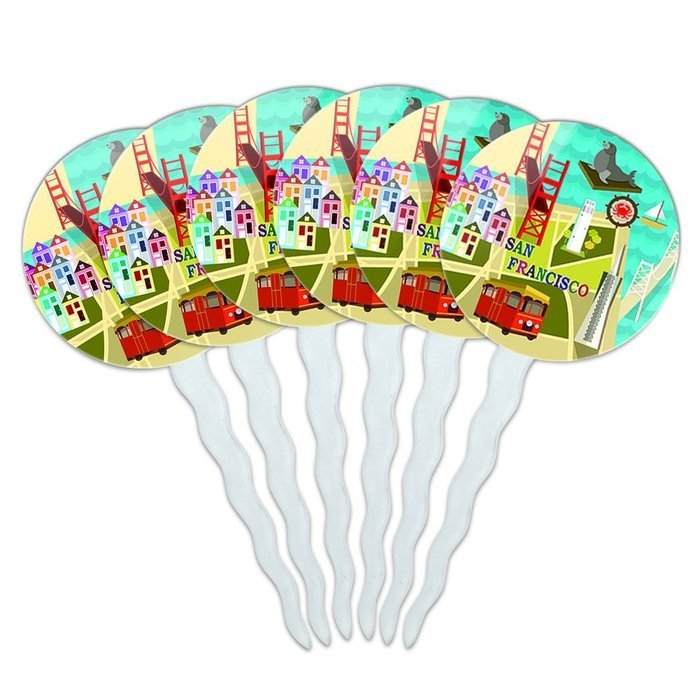 Set of 6 Cupcake Picks Toppers Decoration Places and Things - Machu Picchu Peru Travel N23