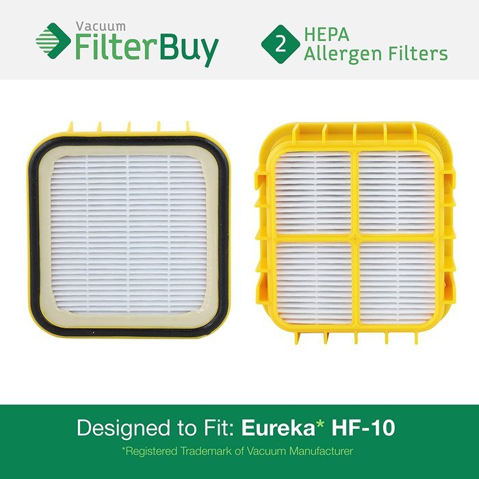 2 - Eureka HF10 HEPA Replacement Filters, Part # 63347. Designed by FilterBuy to fit HF10 Eureka Upright Vacuum...
