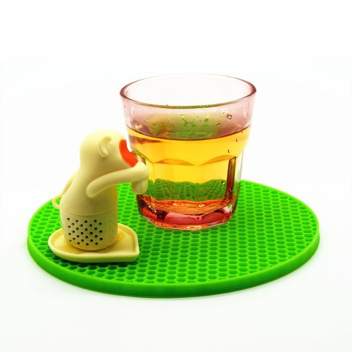 Cute Monkey Loose Leaf Tea Infuser and Drip Tray, BPA free, Silicone by CompleteWarehouseUSA N3