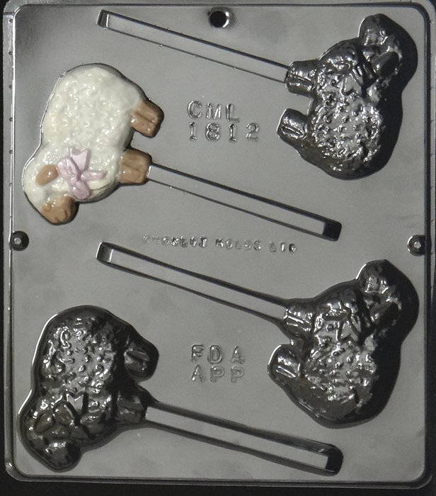 Lamb with Bow Lollipop Chocolate Candy Mold Easter 1812 N2