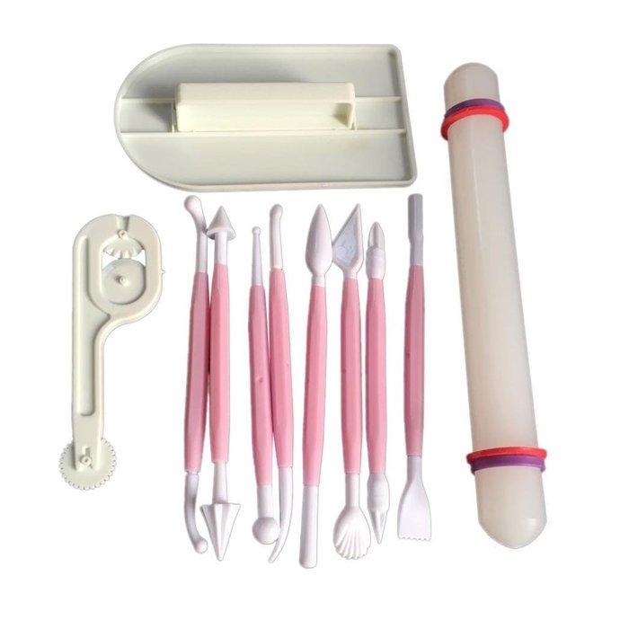 Binmer(TM) 11 Pcs Sugarcraft Cake Decorating Smoother Fondant Plunger Cutters Embosser Rolling Pin Modeling Tools... N6