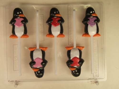 Penguin holding a heart V239 Valentine's Day chocolate candy mold