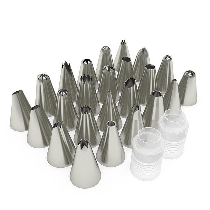 NEW DEAL| Cake Decorating Set - With 24 pcs Icing Tips| Reusable Silicone Piping Dispenser + 2 Couplers + 5 FREE... N2