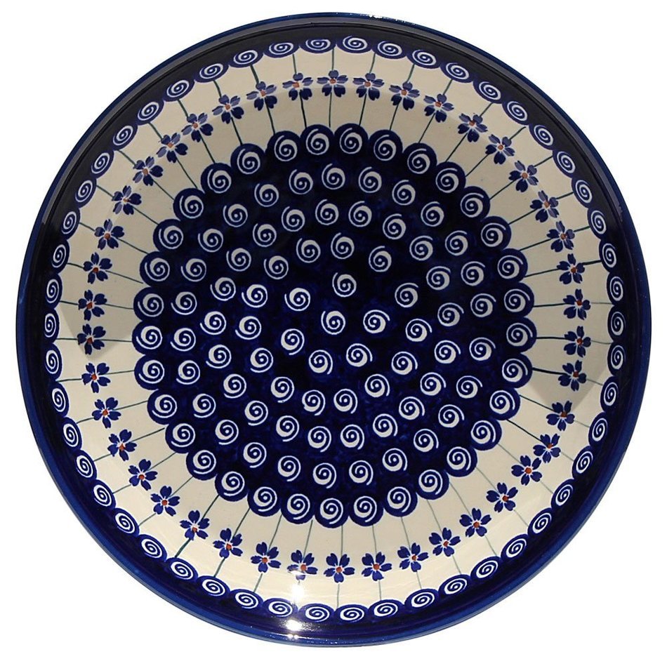 Polish Pottery Dish Pie Plate 10" From Zaklady Ceramiczne Boleslawiec #879-1085a Classic Pattern, Height: 1.8"... N2