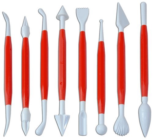 Fat Daddio's 8-Piece Fondant and Gumpaste Modeling Tool Set, 16 Designs