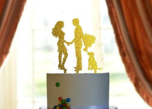 ShinyBeauty Wedding-Cake-Topper-Dog,Mr and Mrs Cake Topper,Acrylic Cake Topper,Silhouette Cake Topper (Design 5) N4