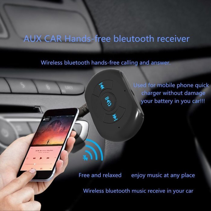 Mini Bluetooth 4.0 Hands-Free Car Kit With the battery Receiver 3.5 mm Stereo Output Wireless Adapter for Home... N2