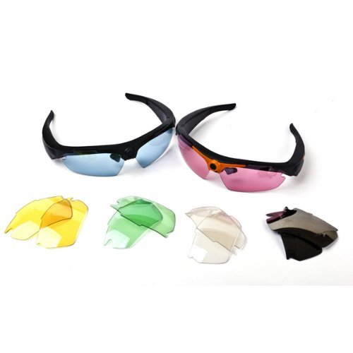 720P HD Camera Sports Sunglasses 170 Wide-Angle Lens + Remote Control Black N2