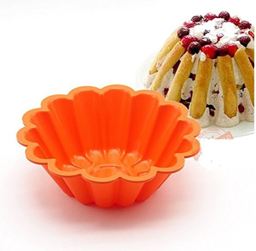 Astra Gourmet Silicone Flower Reusable Brioche Pan Mold, Nonstick 9 1/2 By 3 Inch(Orange) N4