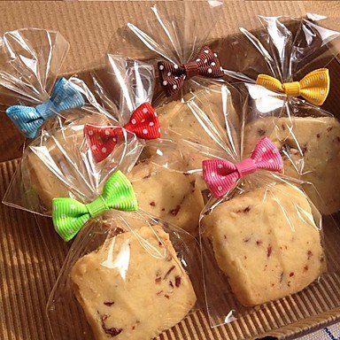 Y&XL&H 50pcs/set Baking Bread Bag Sealing Lovely Bow Knot Cookie Packing Bags Wire Lollipop Cake Packing (Random... N2