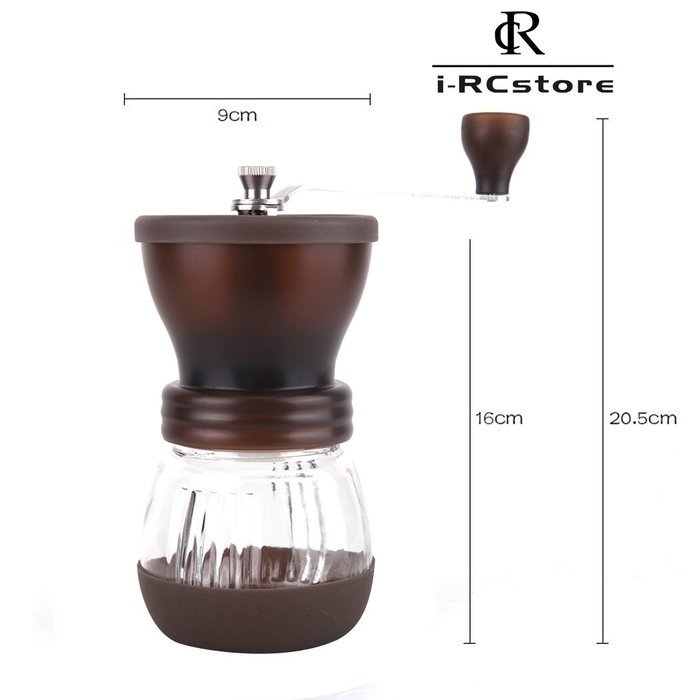 RC Manual Ceramic Burr Coffee Grinder Hand-crank Coffee Mill, Pot Capacity 120g (Brown) N4