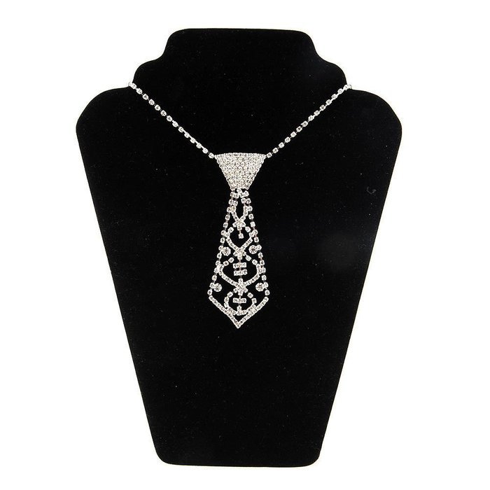 Charm Fashion Bling Glitter Rhinestone Neck Tie Necklace for Prom Ball Party N4