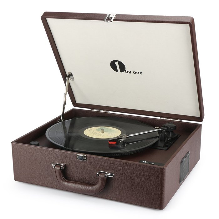 1byone Suit-case Style Turntable with Speaker, Bluetooth support and Vinyl-To-MP3 Recording, Belt Driven Record... N6