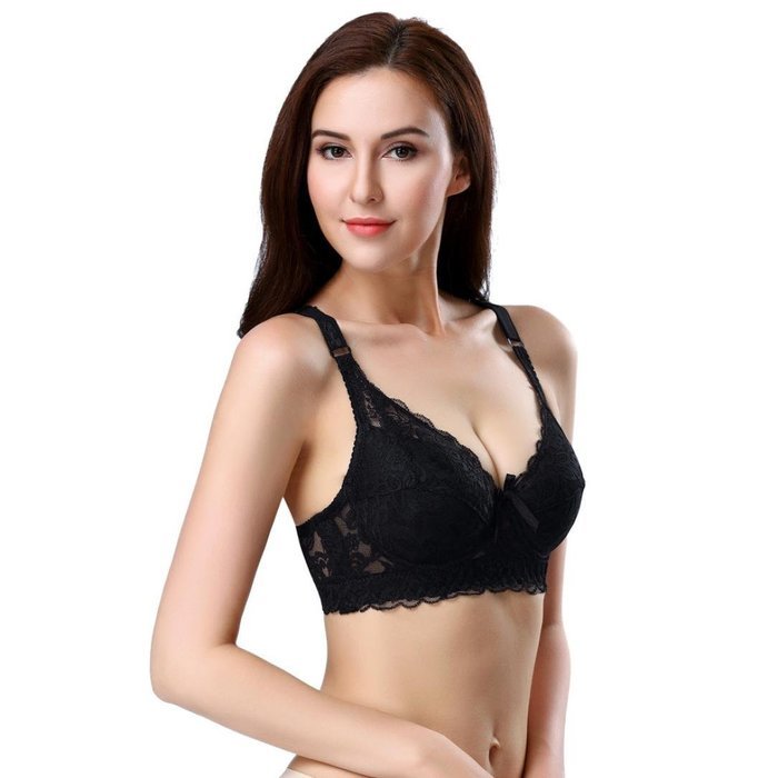 PHOTNO Women Push Up Deep V Ultrathin Underwire Padded Lace Brassiere Bra Big Size N25